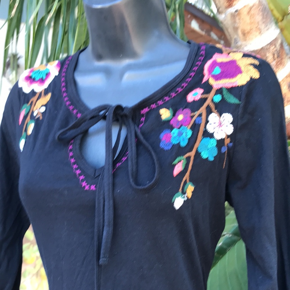 Johnny was embroidered bohemian dark floral peasant dress